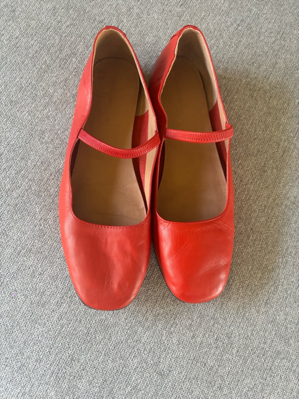 Madewell Red Mary Jane Flats with Square Toe - Picture 3 of 8